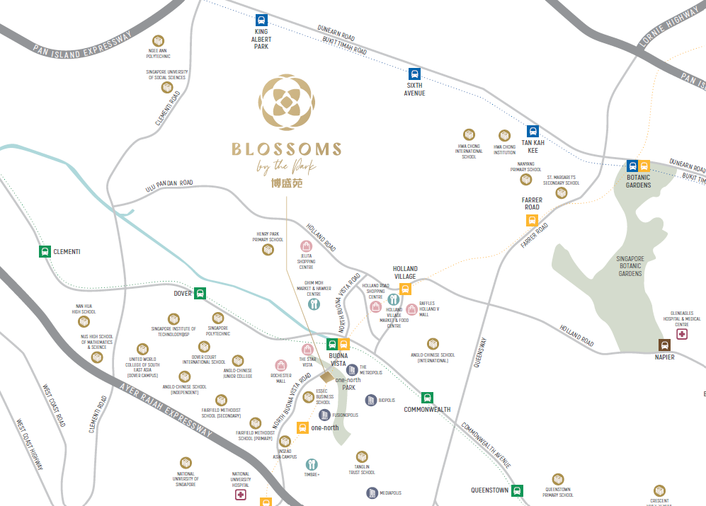 Blossoms By The Park condo location map Singapore